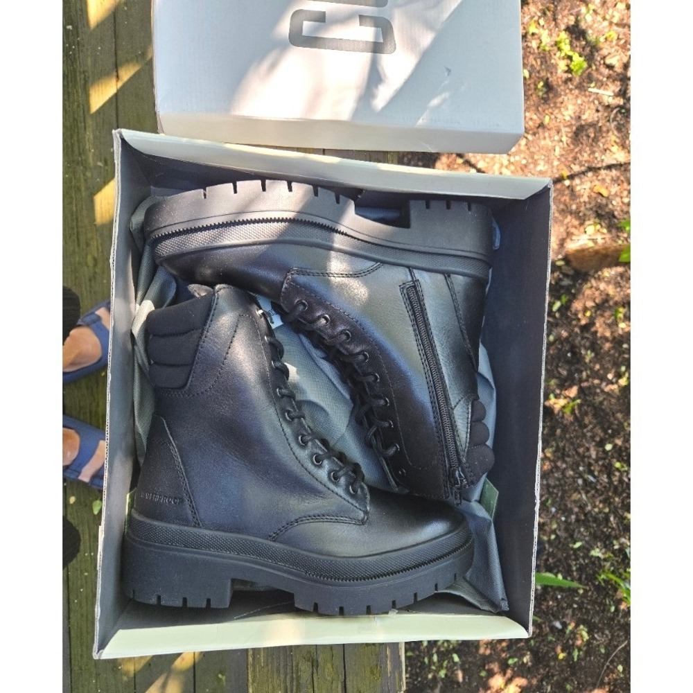 Cougar Women's Waterproof Black Leather Combat Boots Size US 6.5 / EU 37 - Picture 5 of 8